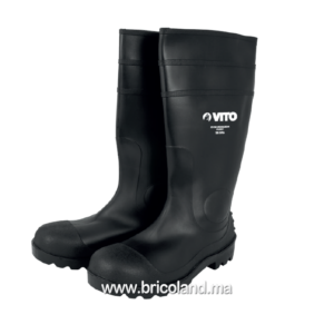 Bottes de travail pvc noir avec coque de sécurité en acier - Vito-0