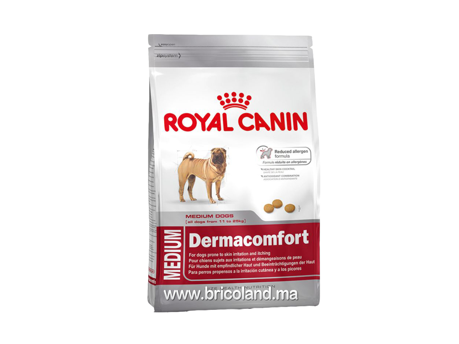 Croquettes pour chien +12 mois - Medium Dermacomfort - 12 Kg - Royal Canin -0