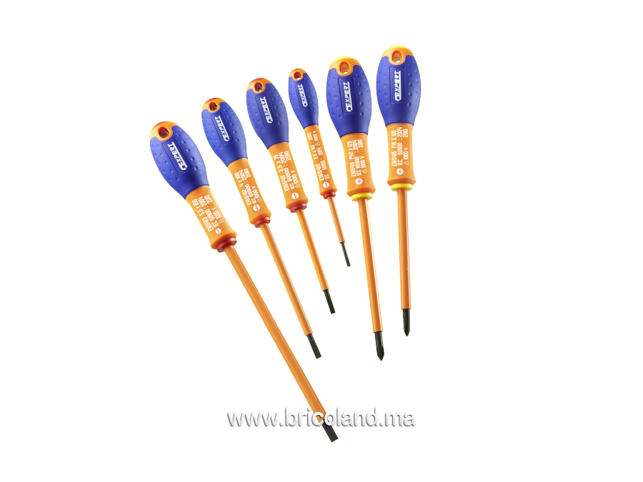 Jeu de 6 tournevis FENTE-PHILLIPS ISOLÉS 1000 VOLTS - Expert-0