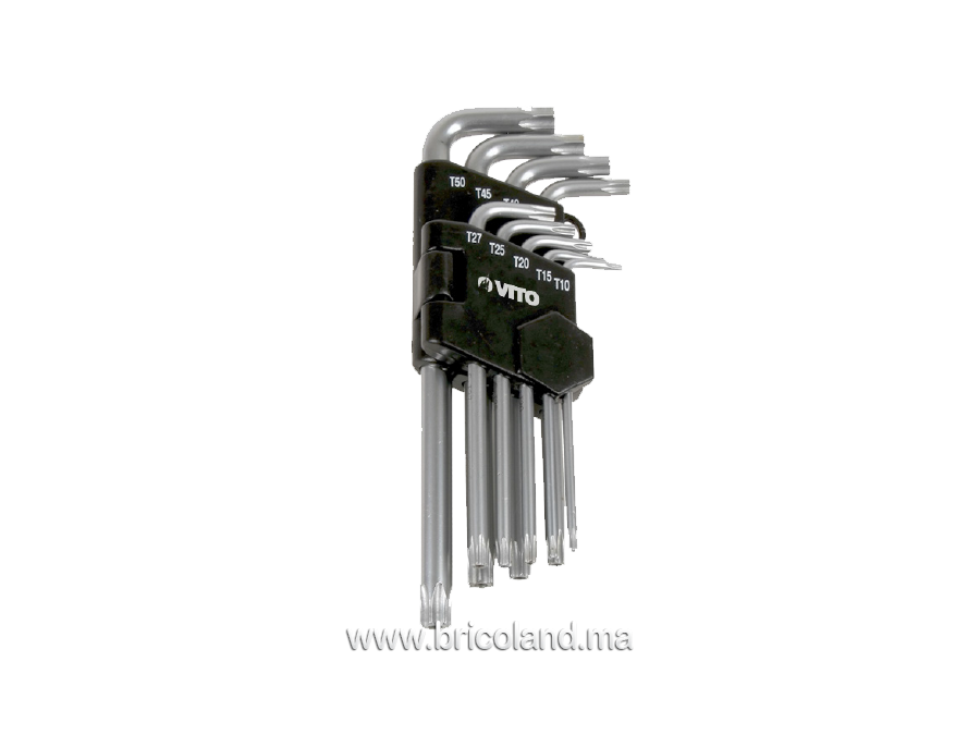 Jeu de 9 clés mâles torx avec trou longues - Vito-0