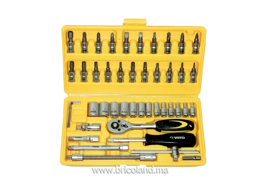 Coffret à douille 1/4" 46 pièces - Vito-0