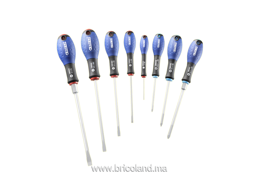 Jeu de 8 tournevis FENTE-POZIDRIV - Expert-0