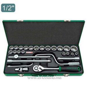 Coffret à douille 1/2" 12 pans 26 pièces - Toptul-0