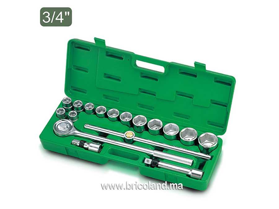 Coffret à douille 3/4" 17 pièces - Toptul-0