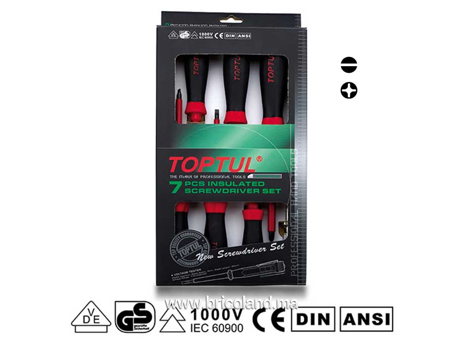 Jeu de 7 tournevis 1000V - Toptul-0