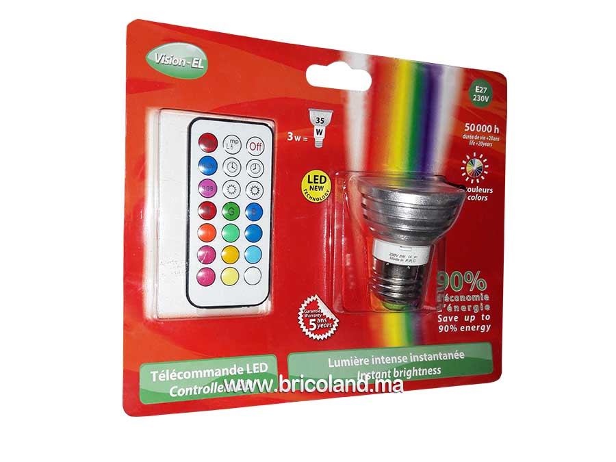 Kit Ampoule LED 3W + Télécommande - Multicolore - VISION-EL-0