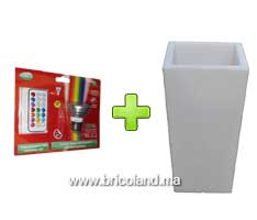 Pot pyramidal 75 cm + Ampoule LED télécommandée multicolore-thumbnail