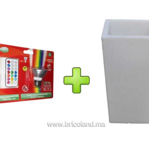 Pot pyramidal 75 cm + Ampoule LED télécommandée multicolore-0