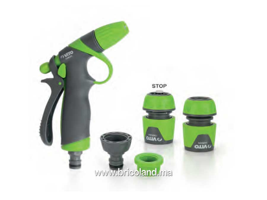 Kit pistolet d'arrosage avec manche caoutchouc - Vito-0