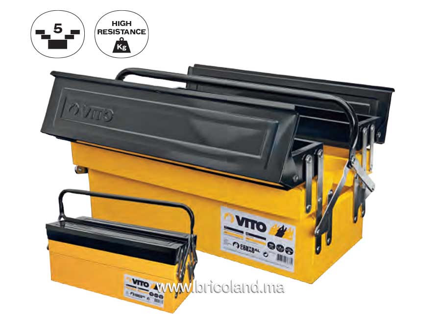 Boite à outils métallique 5 compartiments 465mm - Vito-0