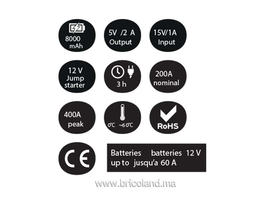Booster de démarrage 8000 mAh - Vito-2891