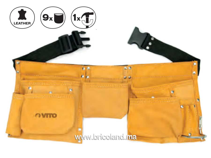 Cartouchière à outils double en cuir - Vito-0