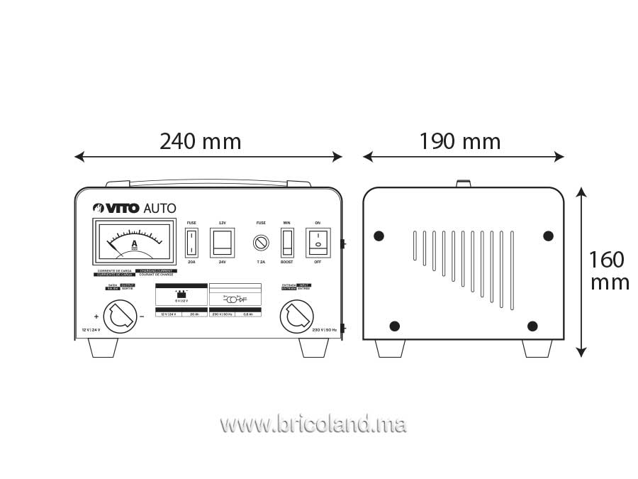 Chargeur de batterie 12/24 V 12A - Vito-2905
