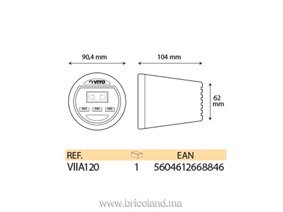 Convertisseur auto 12v-230v 120w - Vito-2854