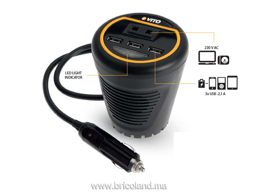 Convertisseur auto 12v-230v 120w - Vito-0