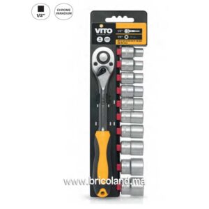 Jeu de douilles avec clé à cliquet 1/2” - Vito-0