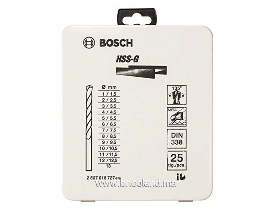Jeu de 25 forets à métaux HSS-G 135° ( Cassette métalique ) - Bosch-3064