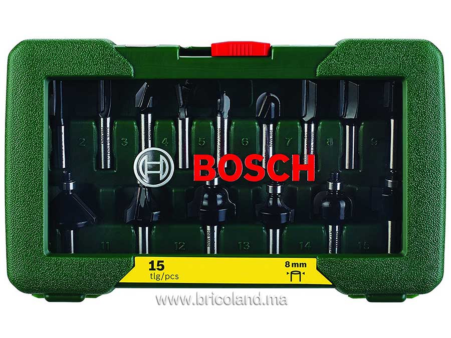Coffret de 15 fraises Queue 8 mm - Bosch-3102