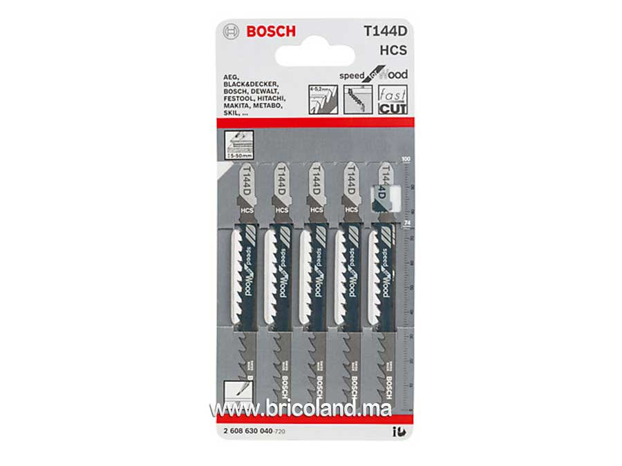 Lame de scie sauteuse pour bois T 144 D HCS 5 pièces - Bosch-0