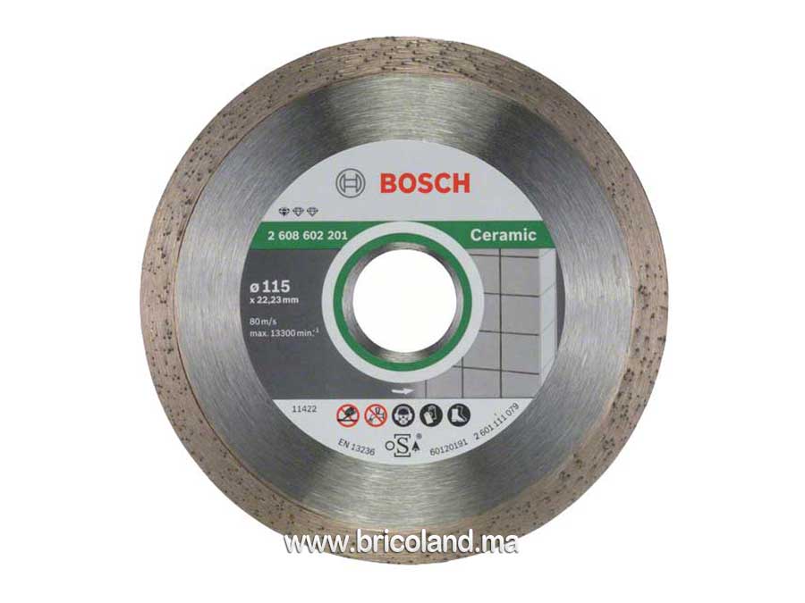 Disque à tronçonner diamanté Standard pour Ceramique - 115 x 22,23 x 1,6 x 7 mm - Bosch-0