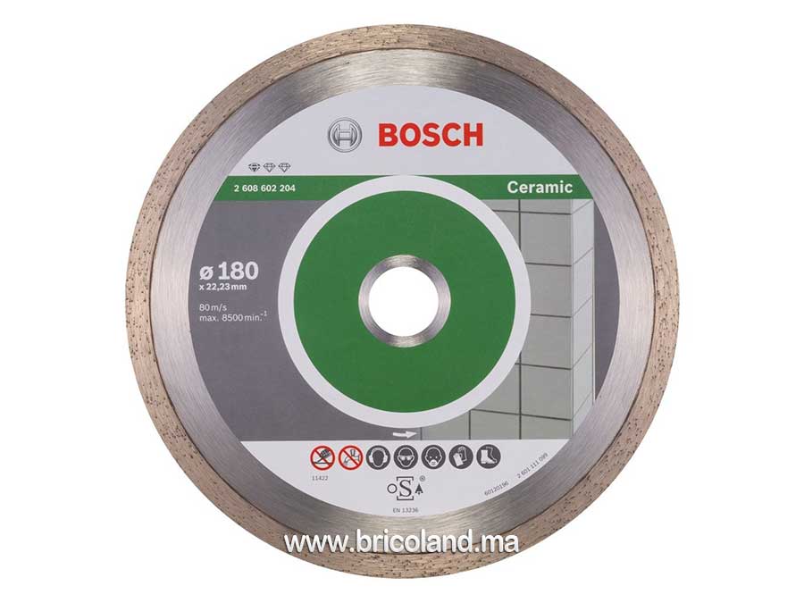 Disque à tronçonner diamanté Standard pour Céramique- 180 x 22,23 x 1,6 x 7 mm - Bosch-0