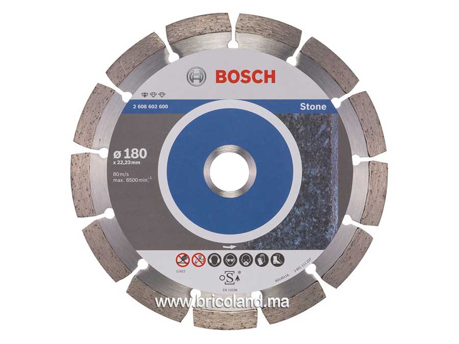 Disque à tronçonner diamanté Standard pour Pierre - 180 x 22,23 x 2 x 10 mm - Bosch-0