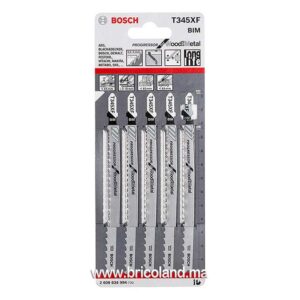 Lame de scie sauteuse pour bois et métal T 345 XF BIM 5 pièces - Bosch-0