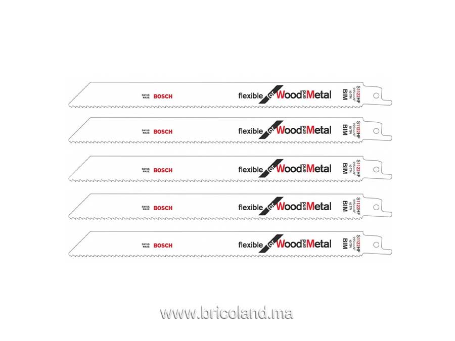 Lame de scie sabre S 1122 HF pour bois et métal 5 pièces - Bosch-3433