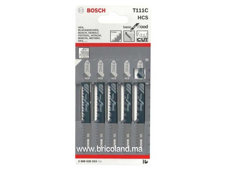 Lame de scie sauteuse pour bois T 111 C HCS 5 pièces - Bosch-0
