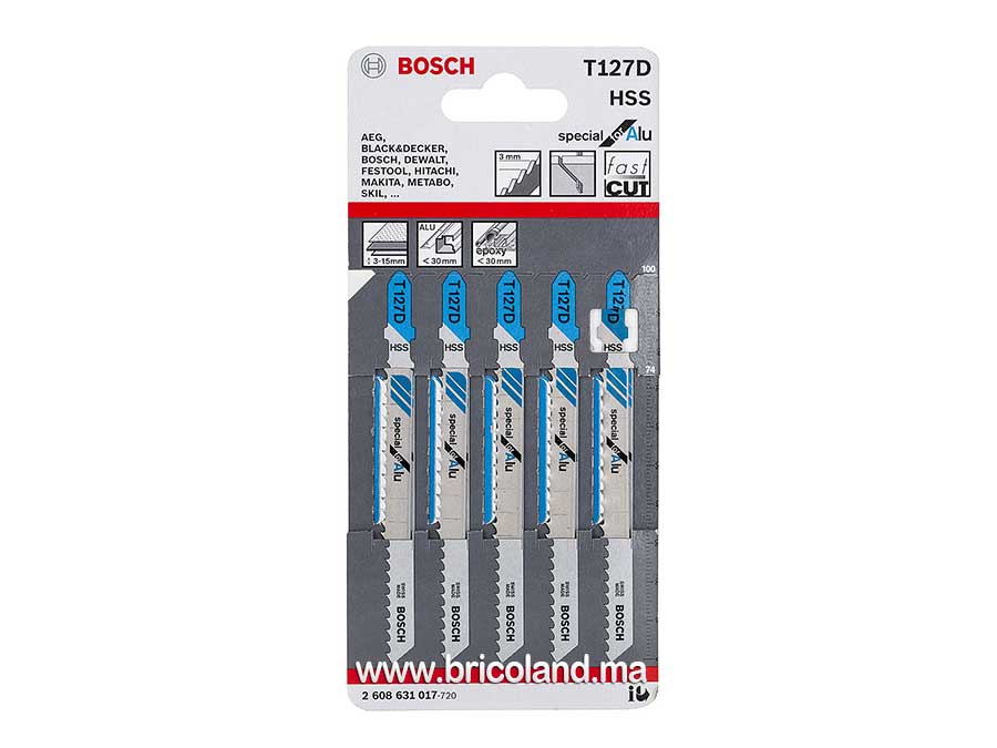 Lame de scie sauteuse pour aluminium T 127 D HSS 5 pièces - Bosch-0