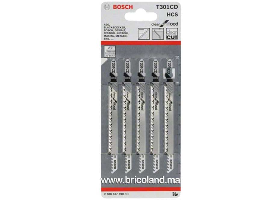 Lame de scie sauteuse pour bois T 301 CD HCS 5 pièces - Bosch-0