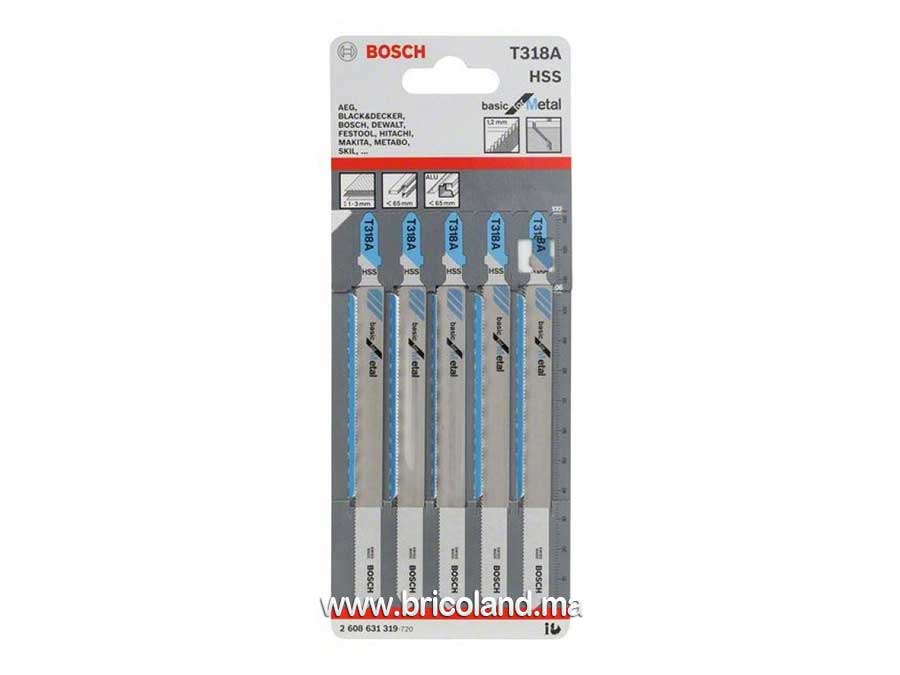 Lame de scie sauteuse pour métal T 318 A HSS - 5 pièces - Bosch-0