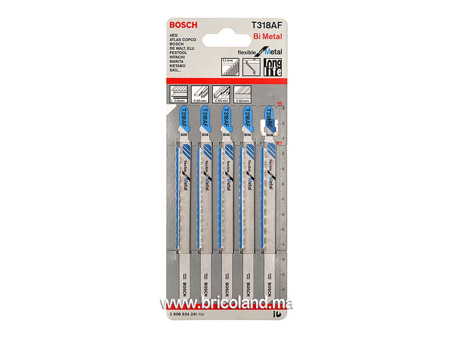 Lame de scie sauteuse pour métal T 318 AF BIM 5 pièces - Bosch-0