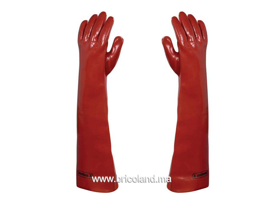 Gant PVC rouge anti-acides 40 CM-0