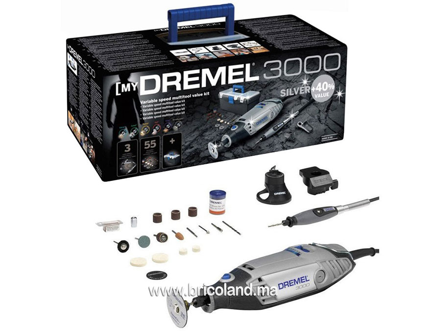 Coffret 3000 4 étoiles : 3 adaptateurs et 55 accessoires - Dremel-6228