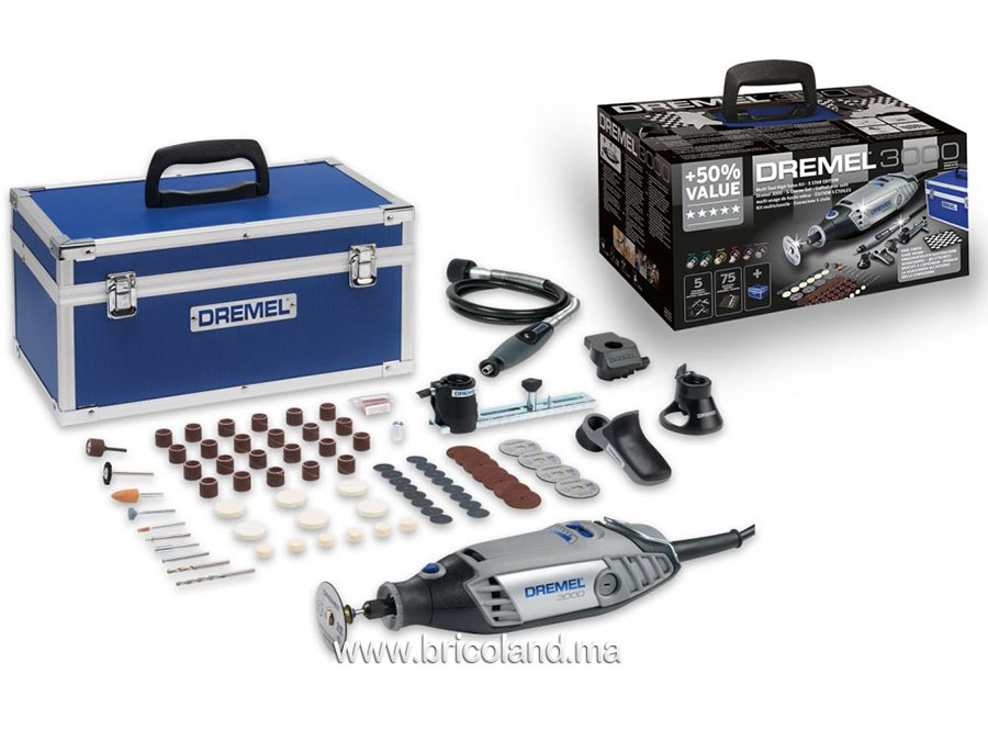 Coffret 3000 5 étoiles : 5 adaptateurs et 75 accessoires - Dremel-6225