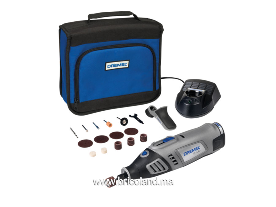 Coffret 8100 : sans fil 1 adaptateurs et 15 accessoires - Dremel-0