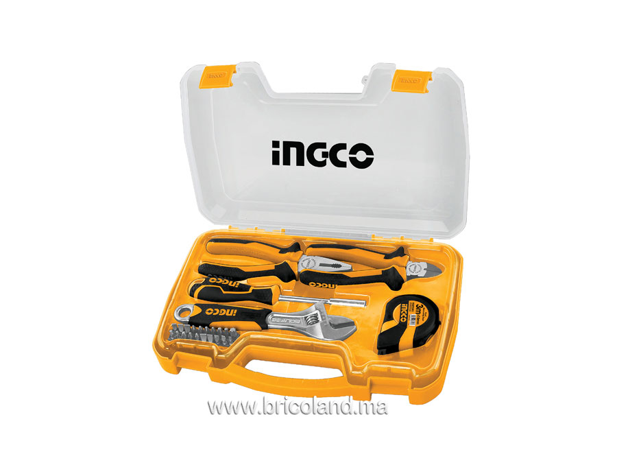 Pack perceuse + meuleuse + coffret à outils + gants - INGCO-7037