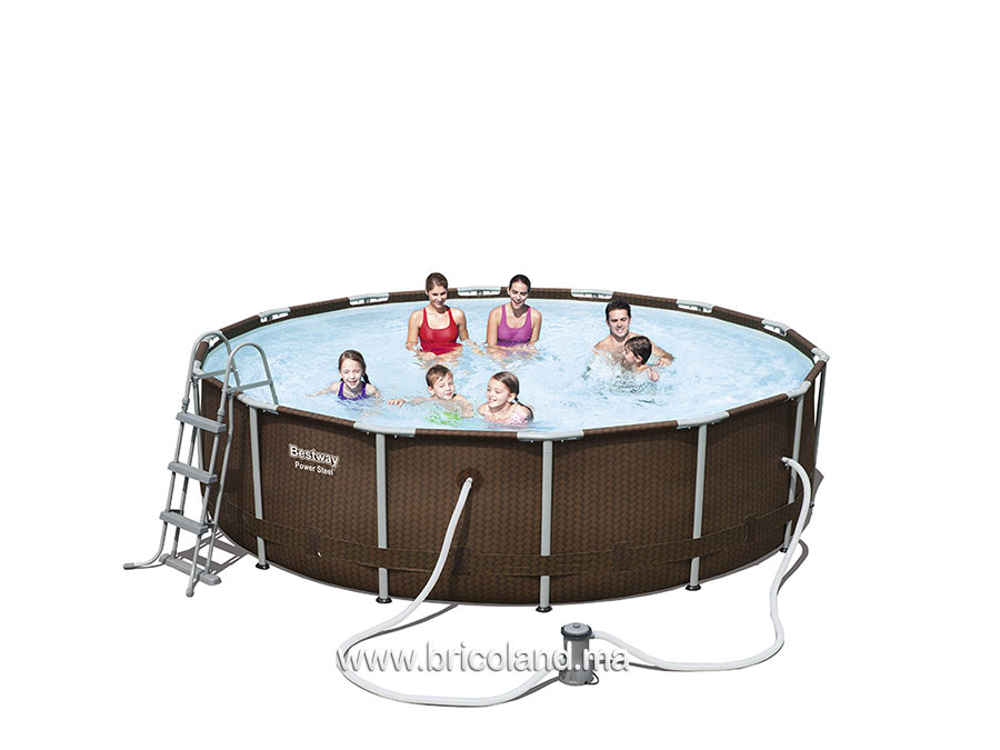 Piscine hors sol tubulaire Power Steel™ Rattan 4.27 x 1.07m - Bestway-0