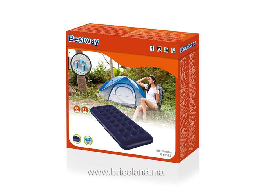 Lit gonflable floqué 1 personne 185 x 76 x 22cm - Bestway-7381