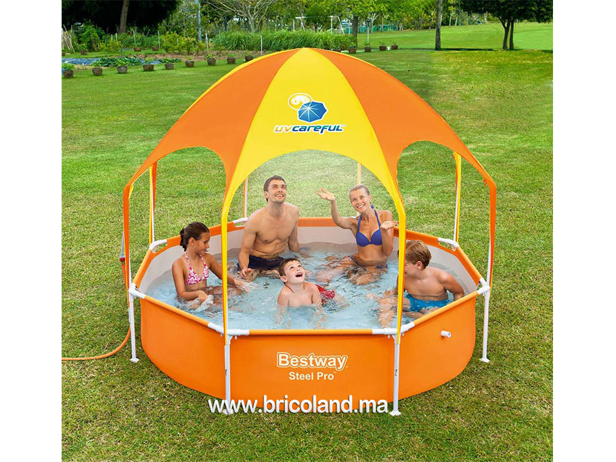 Piscine tubulaire avec auvent Steel Pro 2.44 x 51cm - Bestway-7348