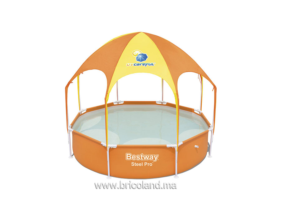 Piscine tubulaire avec auvent Steel Pro 2.44 x 51cm - Bestway-0