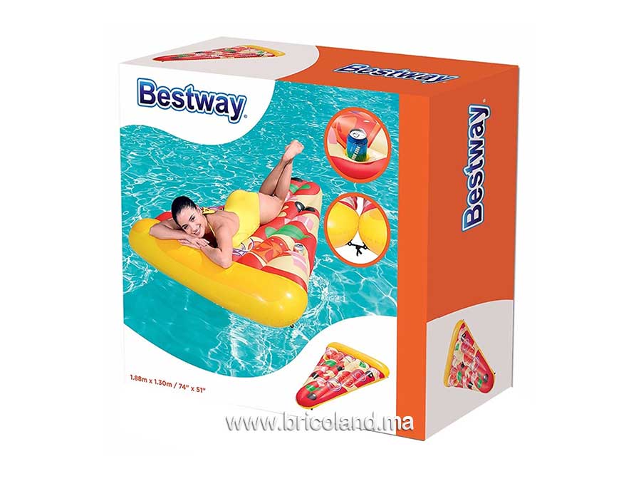 Matelas slice pizza 188 x 130 avec porte gobelet - Bestway-7619