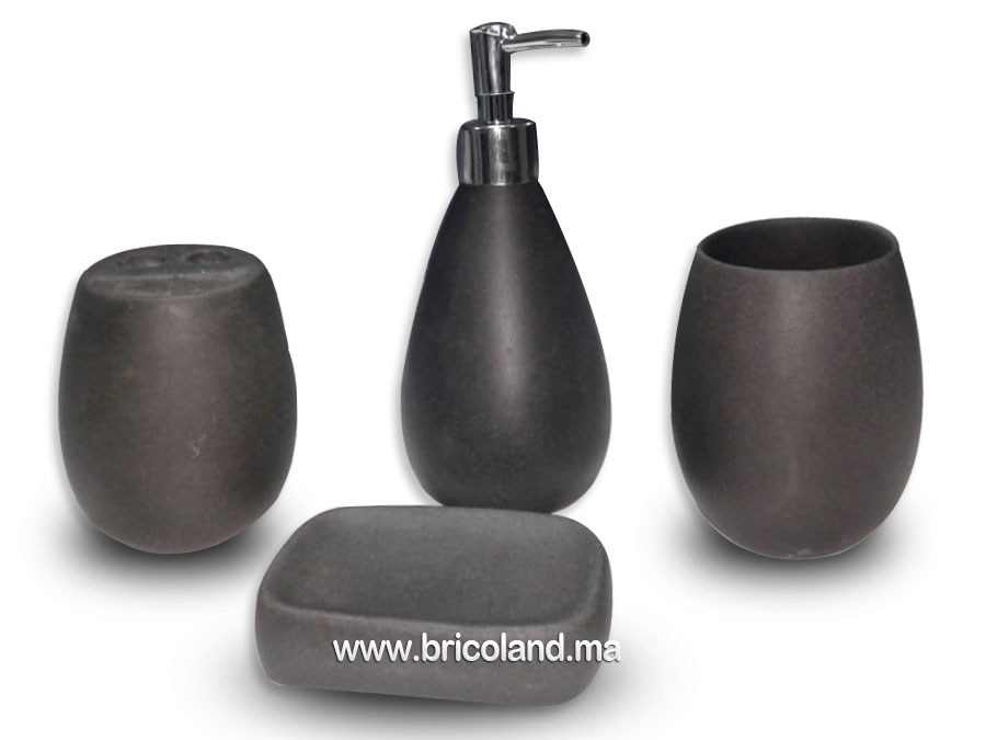 Accessoire salle de bain 4 pièces aspect béton moderne -0