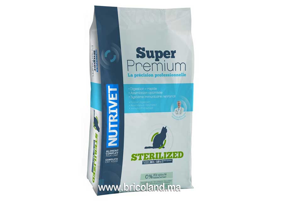 Croquettes pour chat Super Premium Stérilisé 34/9 - 8 Kg - Nutrivet-0