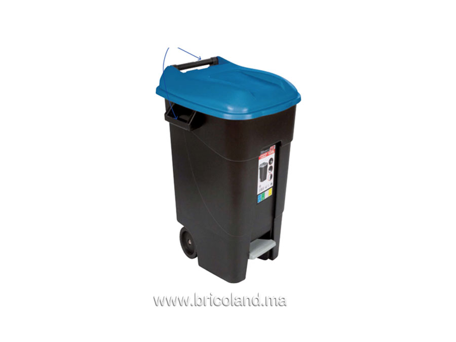 Poubelle à roues 100L avec pédale noir - TAYG-0