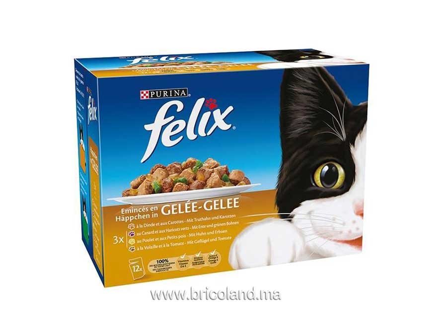 Felix emincés 12x85g aux volailles en gelée pour chat - Purina-0