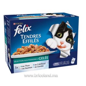 Felix tendres effilés 12x85g aux poissons en gelée pour chat - Purina-0