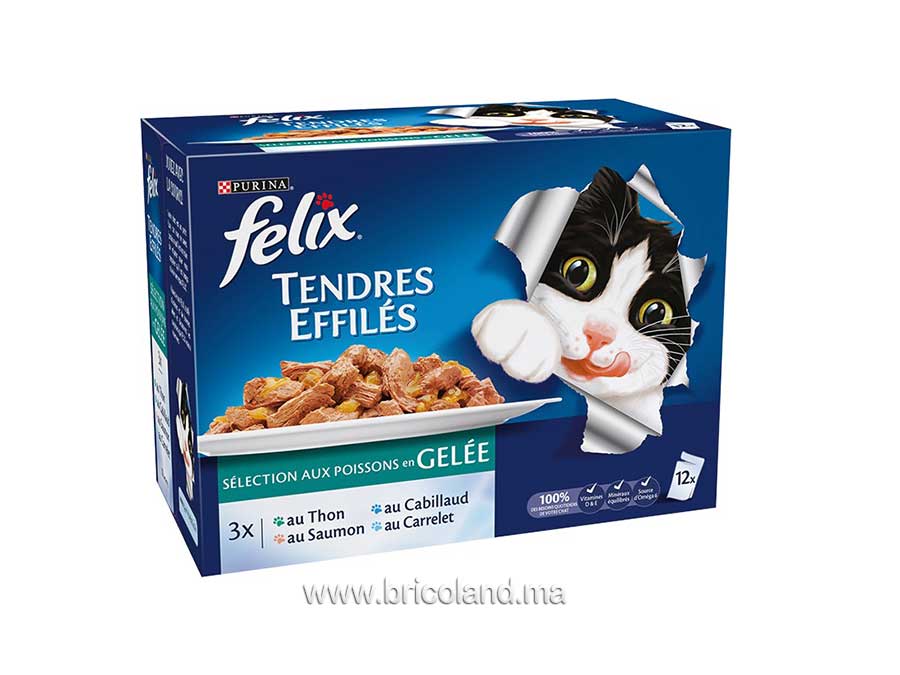 Felix tendres effilés 12x85g aux poissons en gelée pour chat - Purina-0
