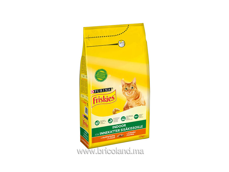 Croquettes pour chat d'intérieur Friskies Indoor au poulet et légumes 1.5 kg - Purina-0